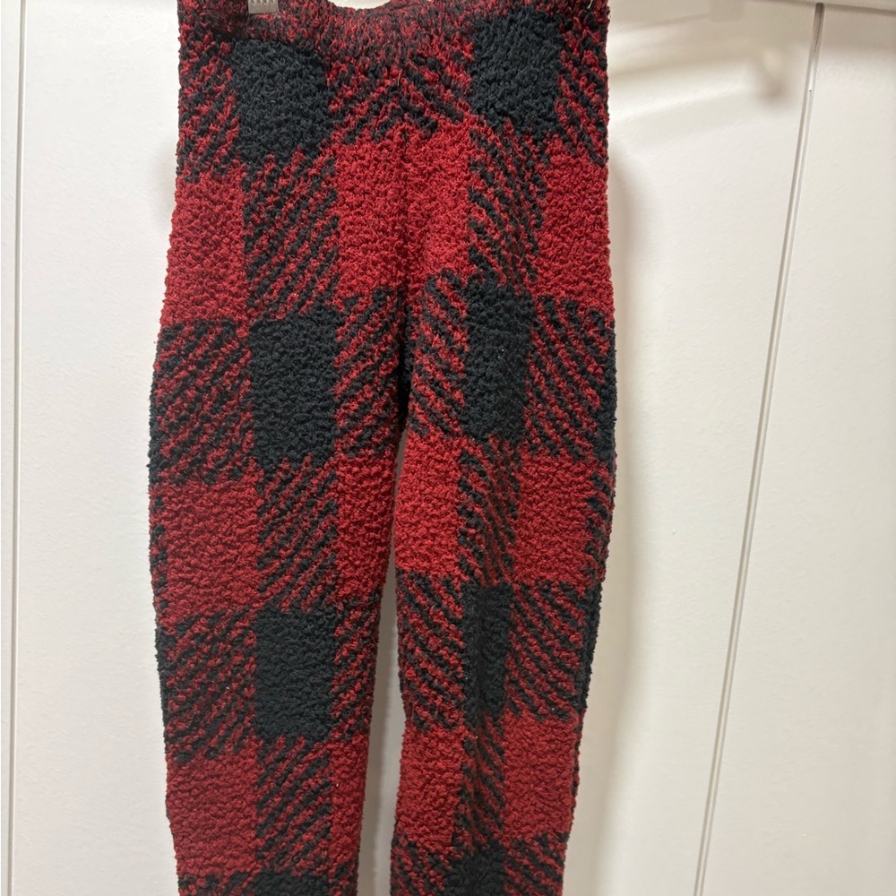 Skims Kids Cozy Knit Joggers Size 4/5 Brick Buffalo Checkered